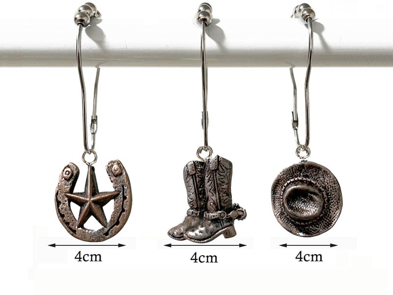 Xinhw Western Shower Curtain Hooks  12PCS Western Cowboy Bathroom Decor Brown Cowboy Shower Curtain Hooks Rustic Country Creative Shower Curtain Rings - Image 5